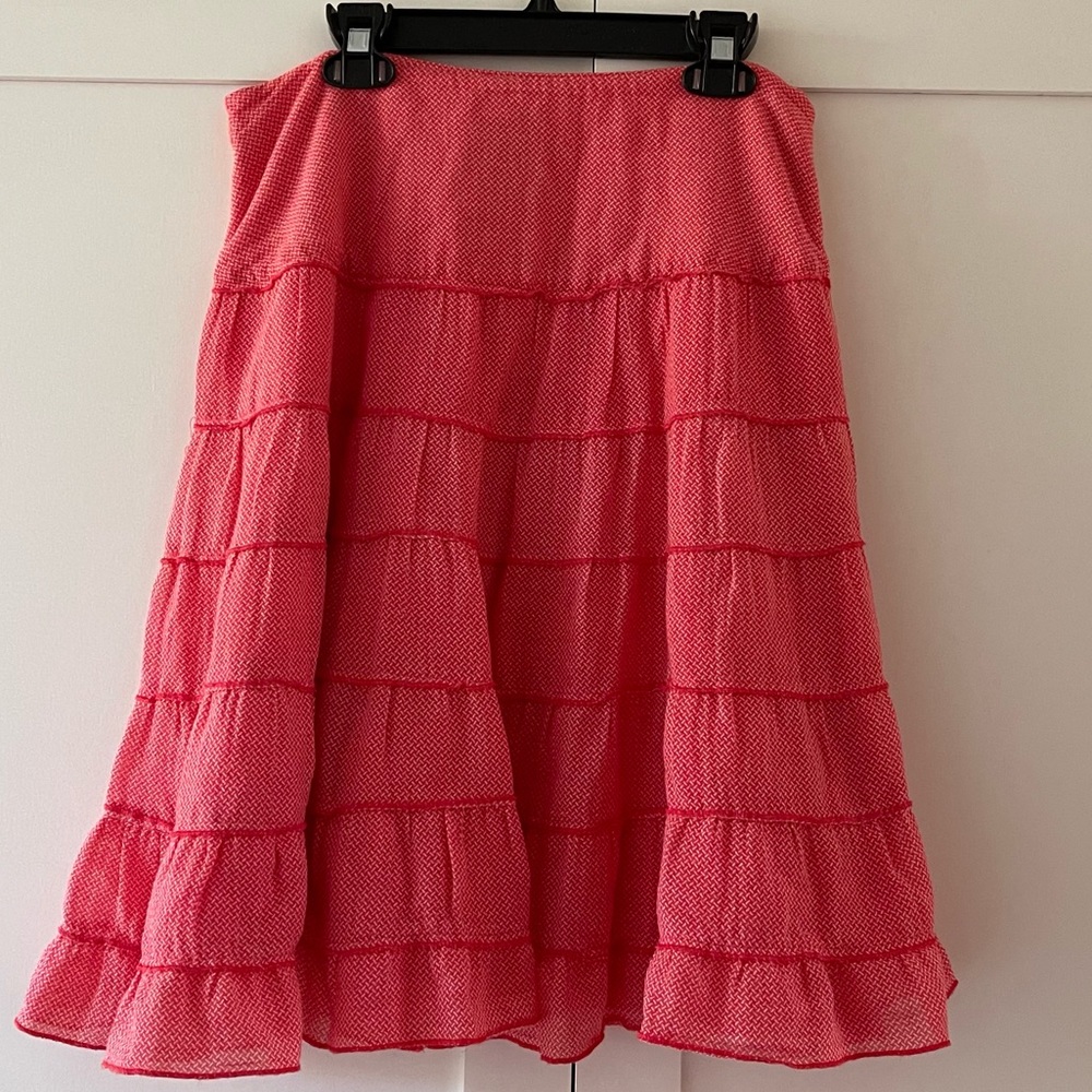 Free People Orange Tiered Cotton Skirt, size 8